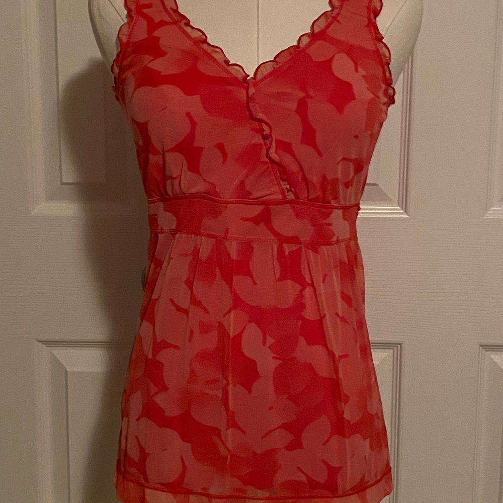 Mexx Vibrant Red and Pink Ruffled Top